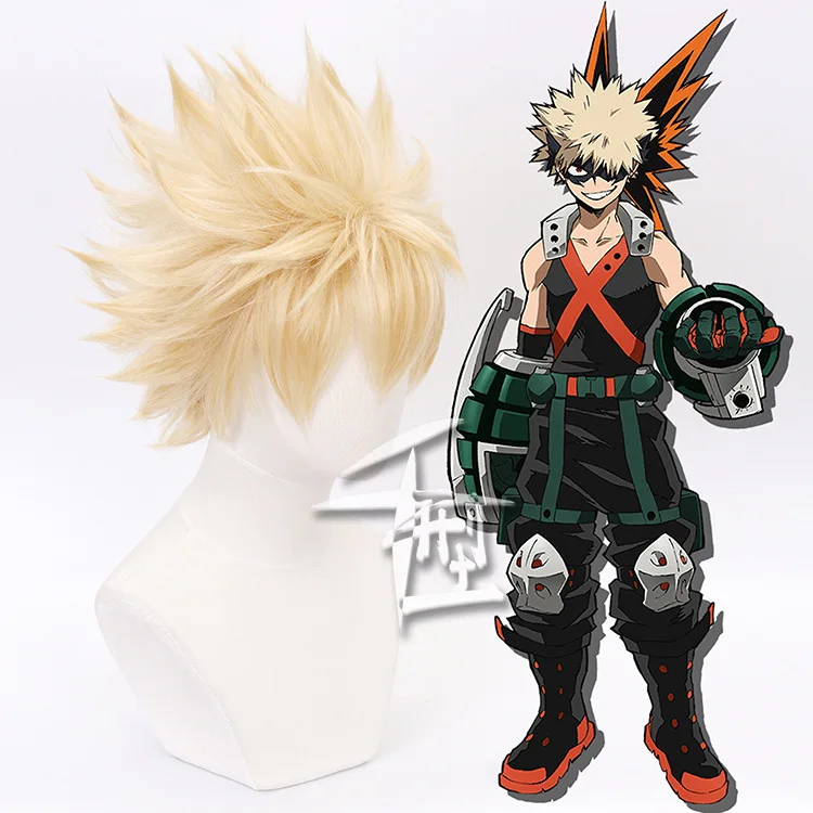 Boku no Hiro Akademia Bakugo Katsuki wig My Hero Academia Katsuki Bakugo Light Golden Cosplay Wig+Wig Cap