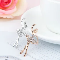 Ballet Girl Dancer Crystal Brooches Women Cute Pin Cartoon Beautiful Princess Ballerina Punk Boy Jewelry