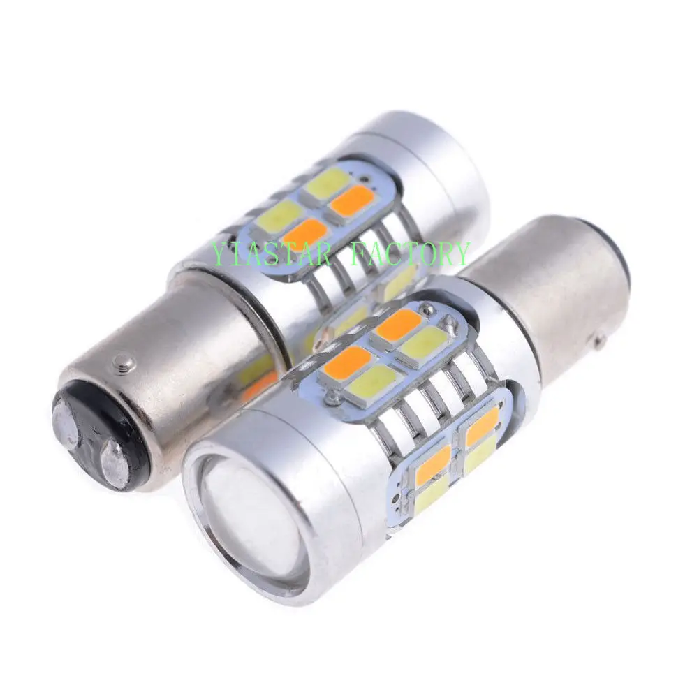 Yiastar 4PCS 1157 P21/5W BAY15D 5730 20 SMD Amber/White Switchback Car Auto LED Bulbs 600Lm Turn Signal Light 12V Dual Color