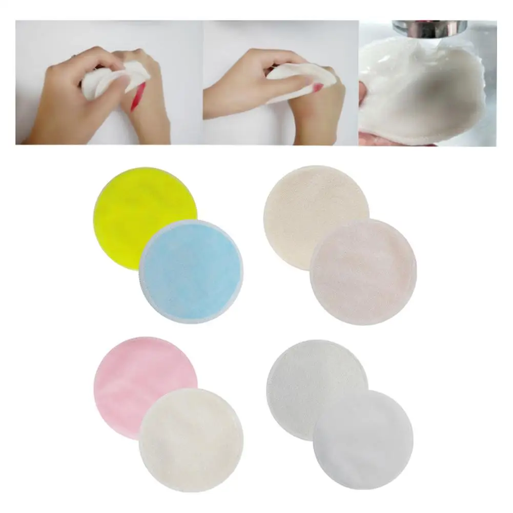 Random Color 10PCS/Pack 8CM Double-Layer Bamboo Fiber Velvet Makeup Remover Pad Washable Reusable Face Washing