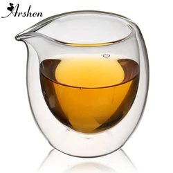 Arshen Handmade 200ml Clear Heat Resisting Double Wall Layer Tea Cup Pitcher Heat Insulation Chinese Kongfu Tea Cup Coffee Cups