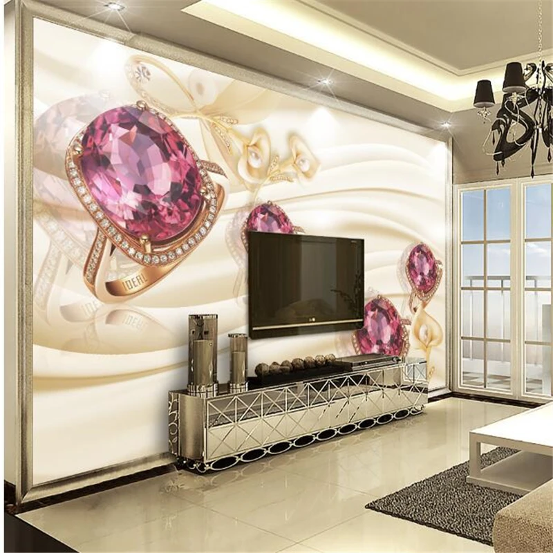 beibehang Papel de parede European gorgeous jewelry rooml de parede 3d TV contracted large mural wall papers home decor