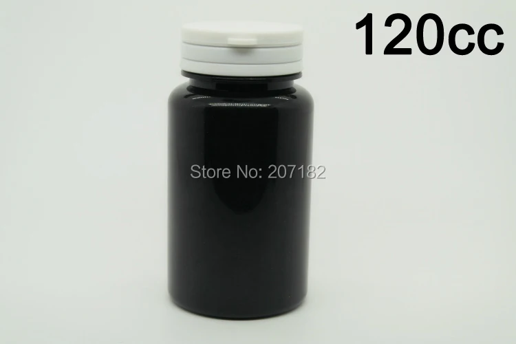 

(100pcs/lot) 120cc Light-proof PET Medcine Bottle, Vitamins Bottle,120ml Plastic Bottle--Black Color Bottle with White Pull Lid