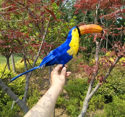 

beautiful blue feathers toucan artificial bird about 43cm feathers bird handicraft,prop,home garden decoration gift p2773