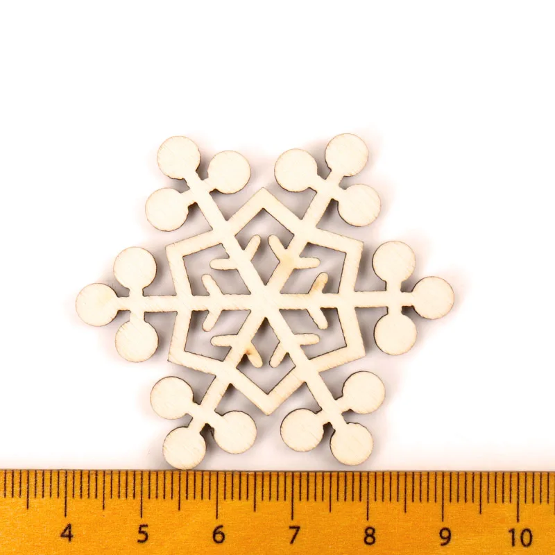 Christmas Snowflake Pattern Wooden Scrapbooking Collection Craft Handmade DIY Accessory Home Decoration DIY 50mm 10pcs MZ207