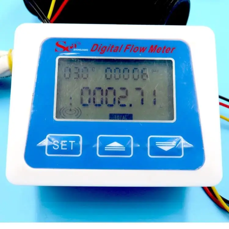 Digital Flow Meter LCD Display Digital Temperature Tester Meter Measuring Flow Senosr Total Liter Gal From ZJ-LCD-M Model