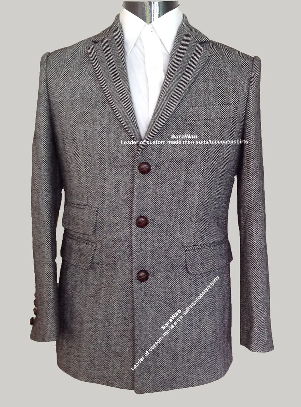 Custom Made To Measure Winter Jacket Man, Tailor Made Tweed Herringbone Topcoat, Manteau Homme, Bespoke Winter Coat Men 2015