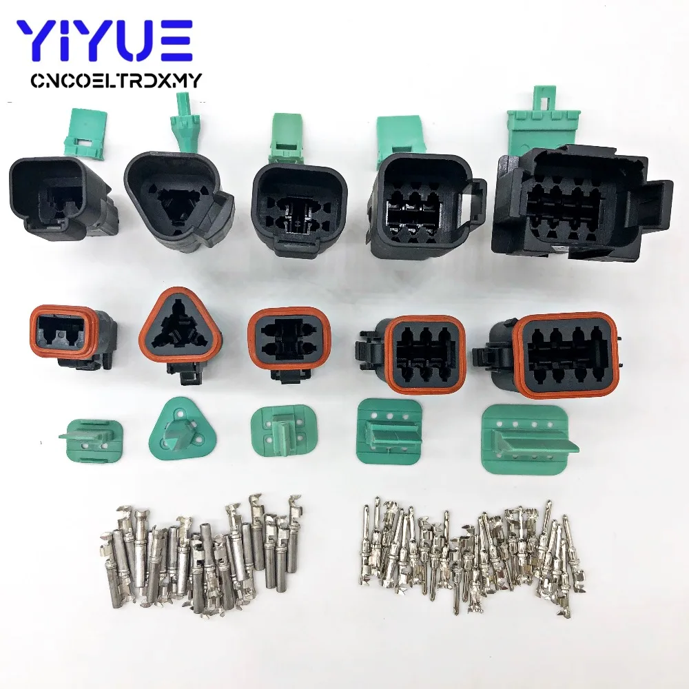 Deutsch DT Series Black Connector Waterproof Electrical Plug DT06/DT04 2/3/4/6/8 Pin Engine/Gearbox For Car Bus Motor Truck
