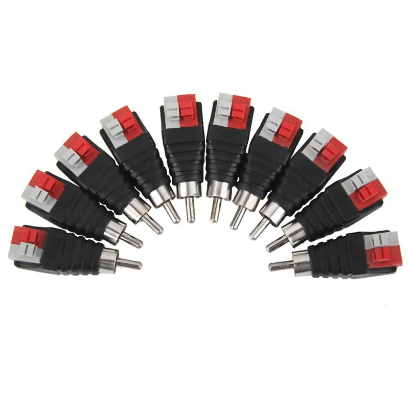 10 pcs speaker kawat kabel untuk audio rca laki-laki konektor adaptor jack plug 2016 hot untuk multimedia