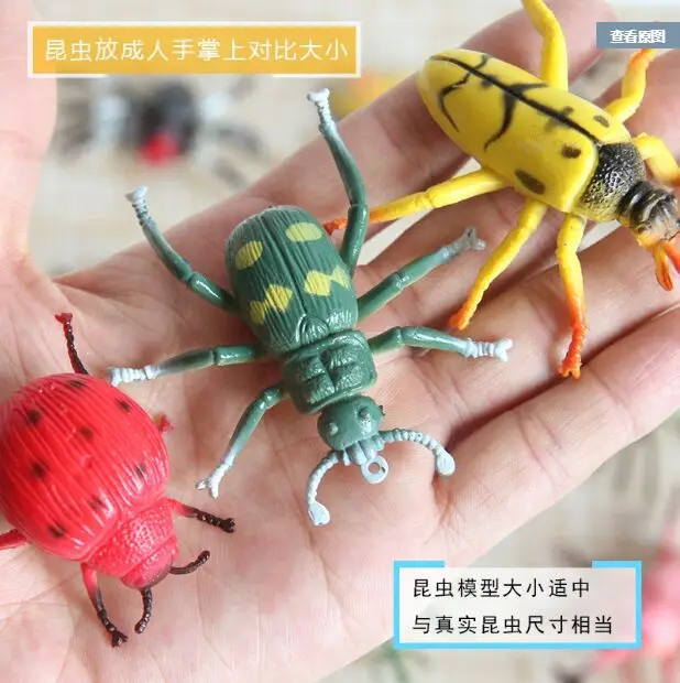 12Pcs/lot Simulation insect animal model beetle props set children early education toy ladybug spider scorpion bee