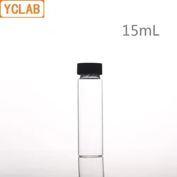 YCLAB 15mL Glass Sample Bottle Serum Bottle Transparent Screw with Plastic Cap and PE Pad Laboratory Chemistry Equipment
