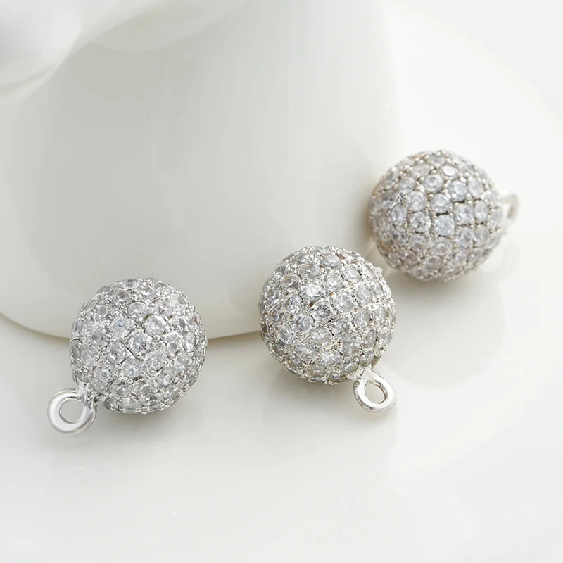 YANASI 3 Size Round Beads Charms Accessories for Jewelry Makings Cubic Zirconia DIY Handmade Jewelry Findings
