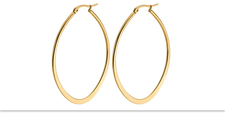 7245 Große Creolen 60mm Ovale Form 316L Edelstahl IP-beschichtet Schmuck Kein Verblassen Allergiefrei – Detail 15
