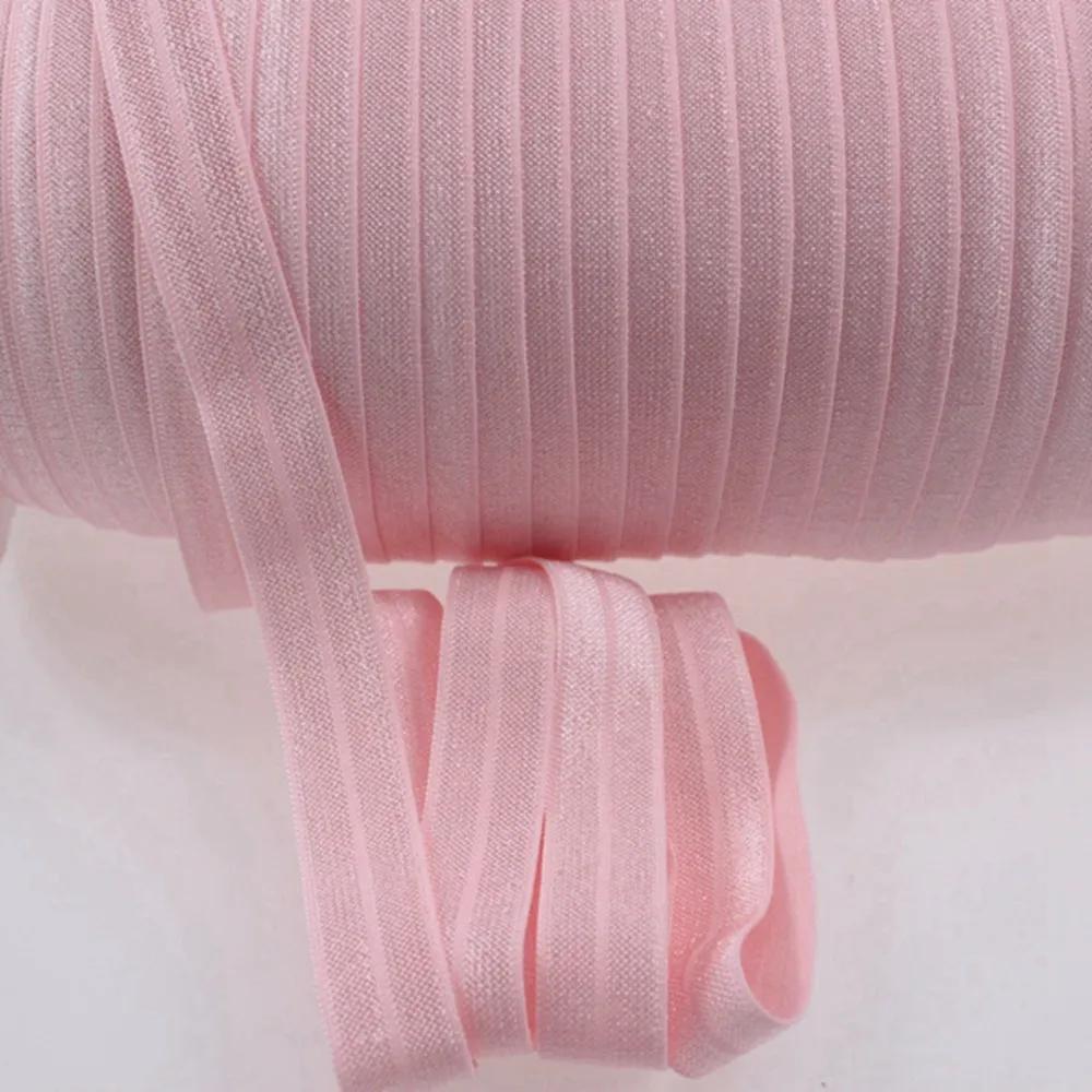 Solid Color shiny plain FOE elastic #123 Pearl Pink Spandex Band Kids Hair Tie Headband Dress Lace Trim Sewing 5/8