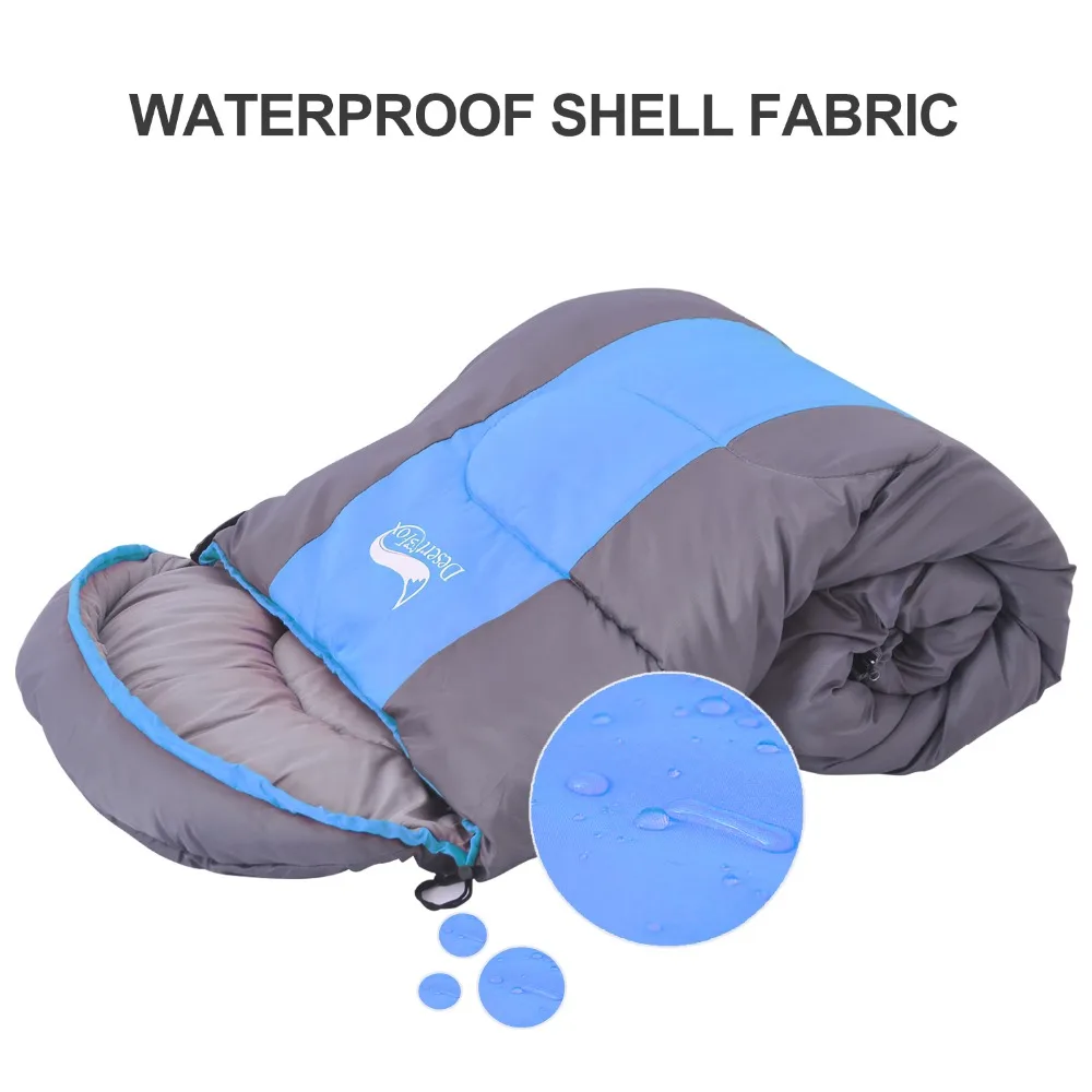 Desert&Fox Camping Sleeping Bag 220x85cm Envelope Waterproof Shell Lightweight Sleeping Bag Compression Sack for Hiking Travel