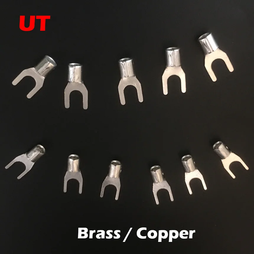 UT1-3 UT1-4 UT1.5-3 U Spade Fork Type Brass Copper Lug Splice Non Insulated Cable Wire Cold Press Connector Crimp Terminal