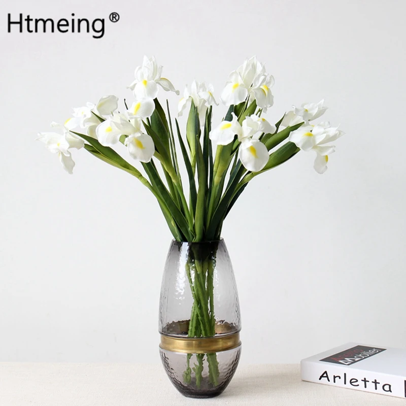 Htmeing 1pcs Fake Daffodil Real Touch Artificial Flowers Irish Flower Feel Alice Iris for Home Wedding Room Decoration