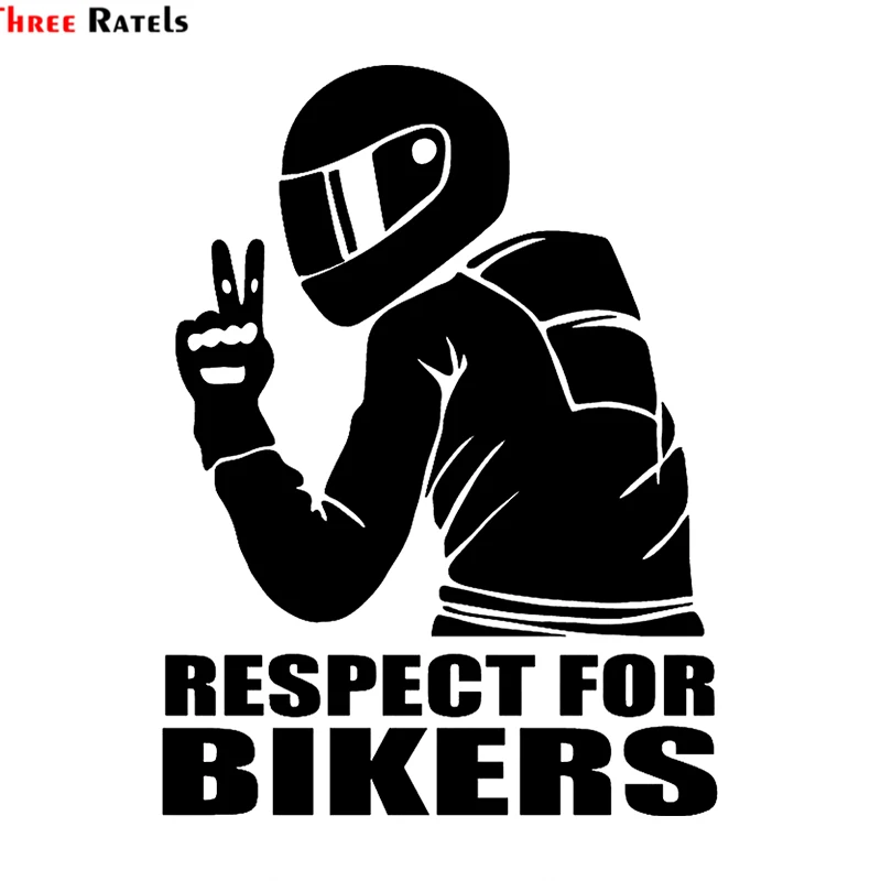 Three Ratels TZ-1950# 14x19cm Respect For Bikers Car Sticker Funny Stickers Styling Removable Decal