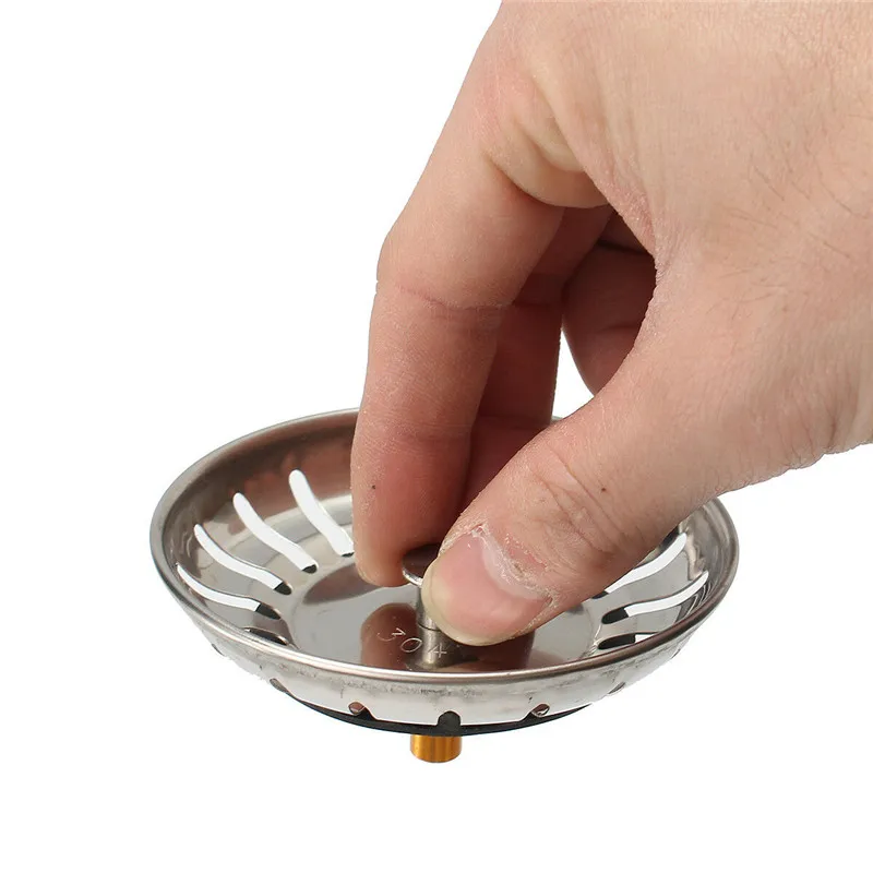 High Quality Thickened 304 Stainless Steel Sink Strainer Plug Drain Filter Basket Drainer Kitchen Sink Strainer Stopper Waste