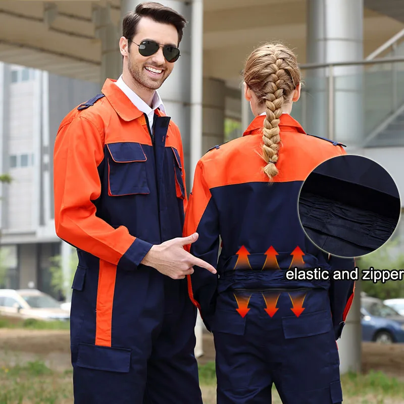 New Men Women Work Clothing Long Sleeve Coveralls Factory Uniforms Waist Zipper Design For Worker Repairman Auto Repair Overalls