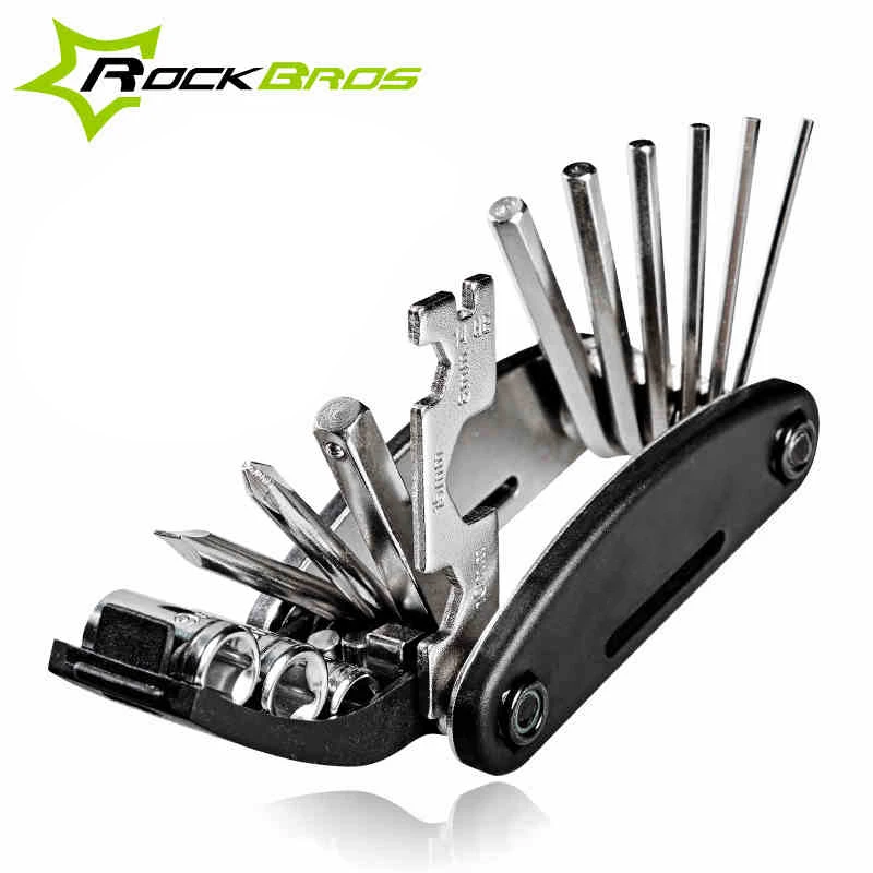 

Rockbros 16 in 1 Bike Bicycle Multi Repair Tool Set Kit Hex Spoke Cycle Screwdriver Tool Wrench Mountain Cycle Tool Sets Black