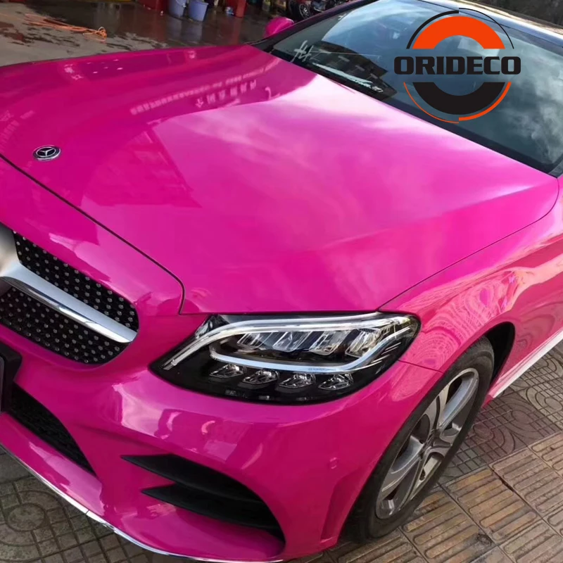 

1.52*20M Glossy Crystal Rose Red Vinyl Wrap Car Sticker Vehicle Autos Motorbike Gloss Red Wrapping Foil With Air Release