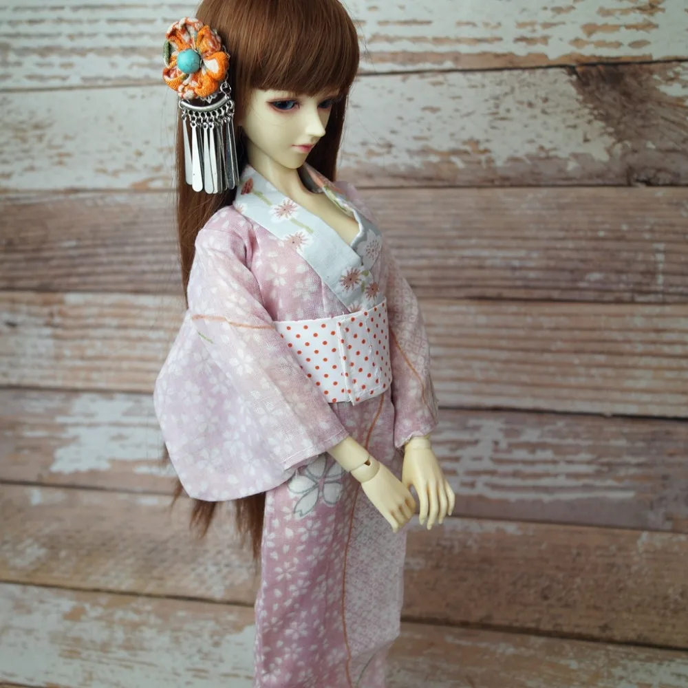 

OOAK Japan Style Sakura Kimono Dress Outfits Clothing For 1/4 17" 44cm Tall Female BJD MSD DK DZ AOD DD Doll Free Shipping