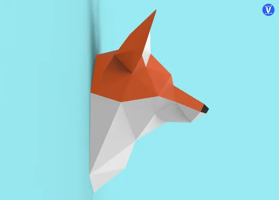 Fox Wall Hanging 3D Paper Model DIY Manual Paper Die Hanging Toy Geometric Origami Three-dimensional Composition