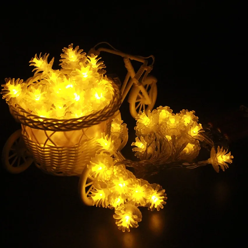 

2m 3m 4m 5m 10m Pine Cone pendants Fairy led garland on AA batteries Christmas outdoor string lights New year party wedding deco