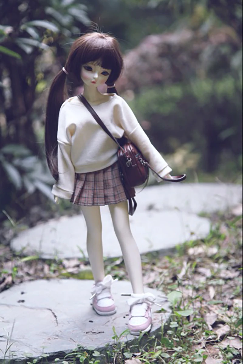 

1 Set New Classic Style Casual Hoodie Fleece Pleated Skirt for 1/4 1/6 BJD Kurhn Dolls Accessories