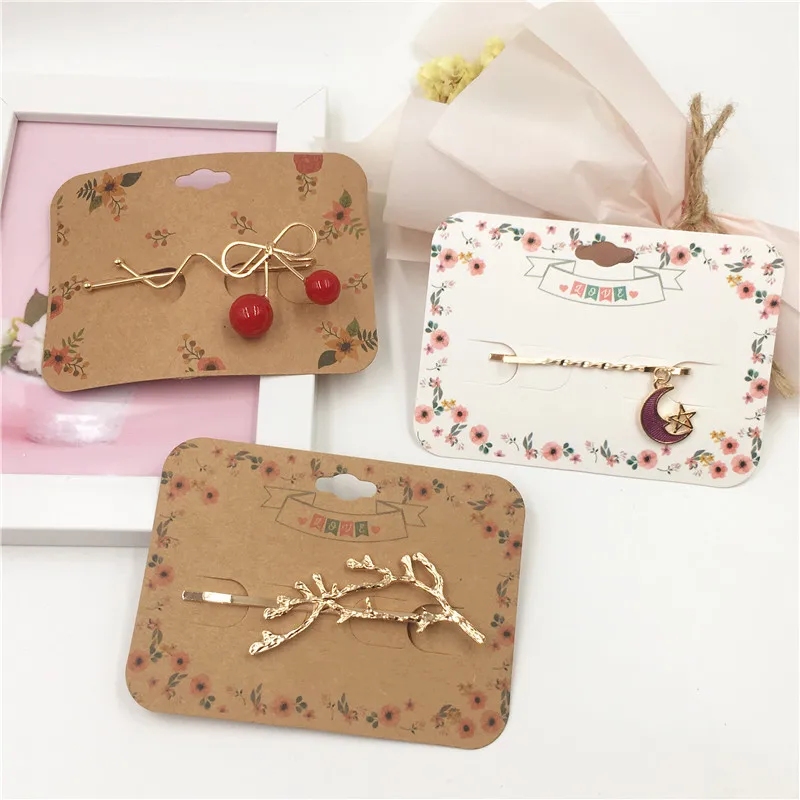 

100pcs/lots kraft Paper 9.7x7cm Hairpin/Hair Rope/DIY Handmade Jewelry Packaging Display Holder Cards