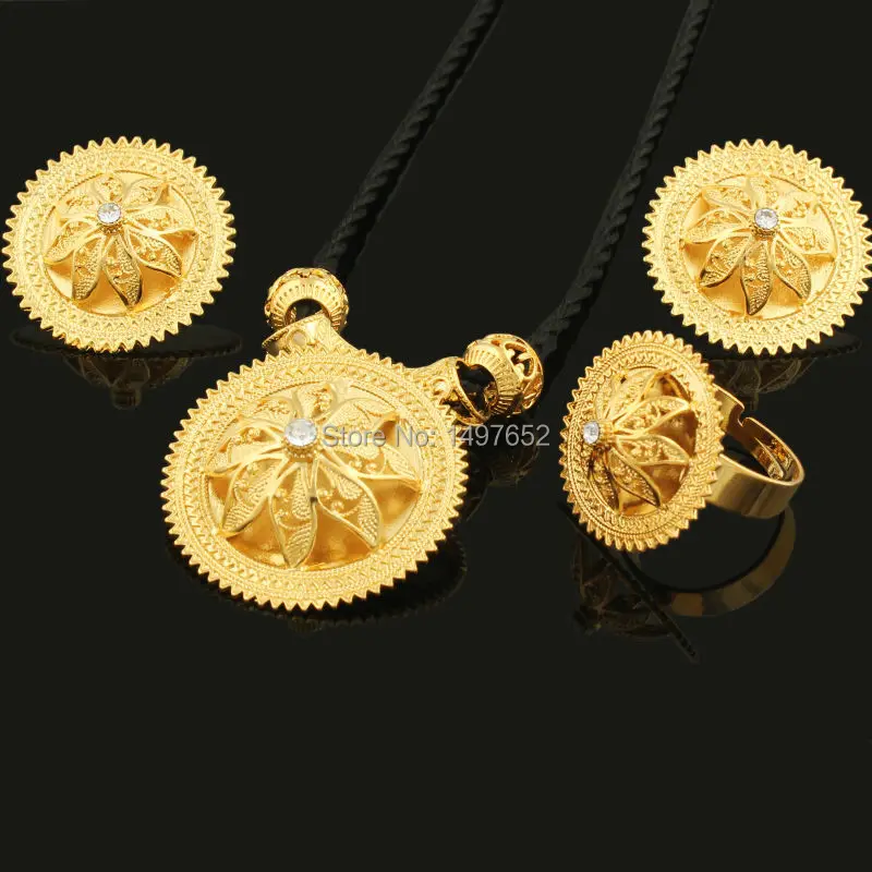 Newest Ethiopian jewelry sets  Gold Color Habesha Jewelry sets for Ethiopian/African Christmas Gifts