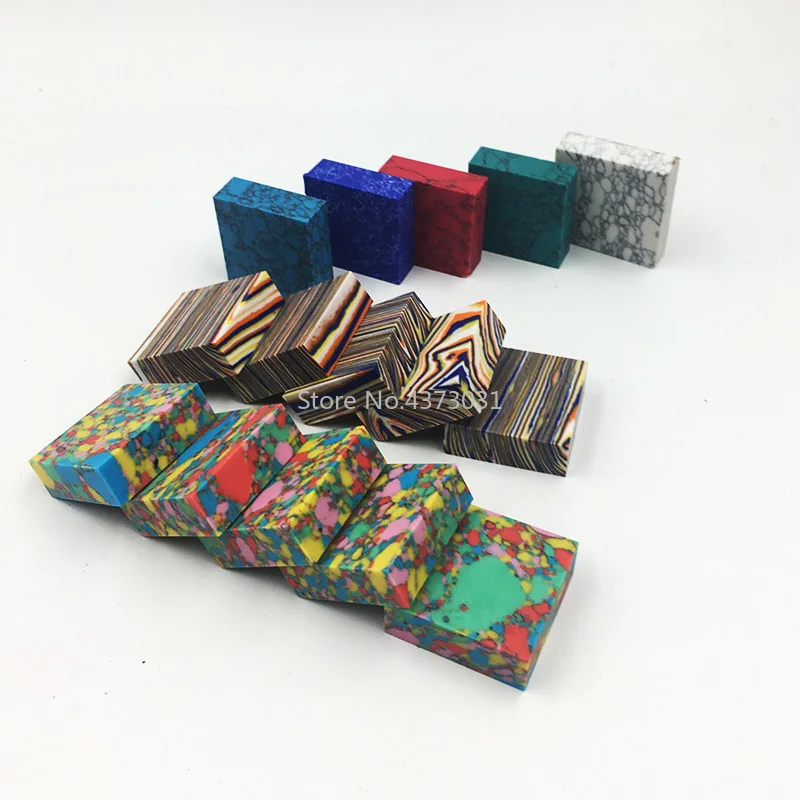 7 kinds color Artificial Turquoise DIY knife handle material For Damascus cutting tool septum 30x30x10mm