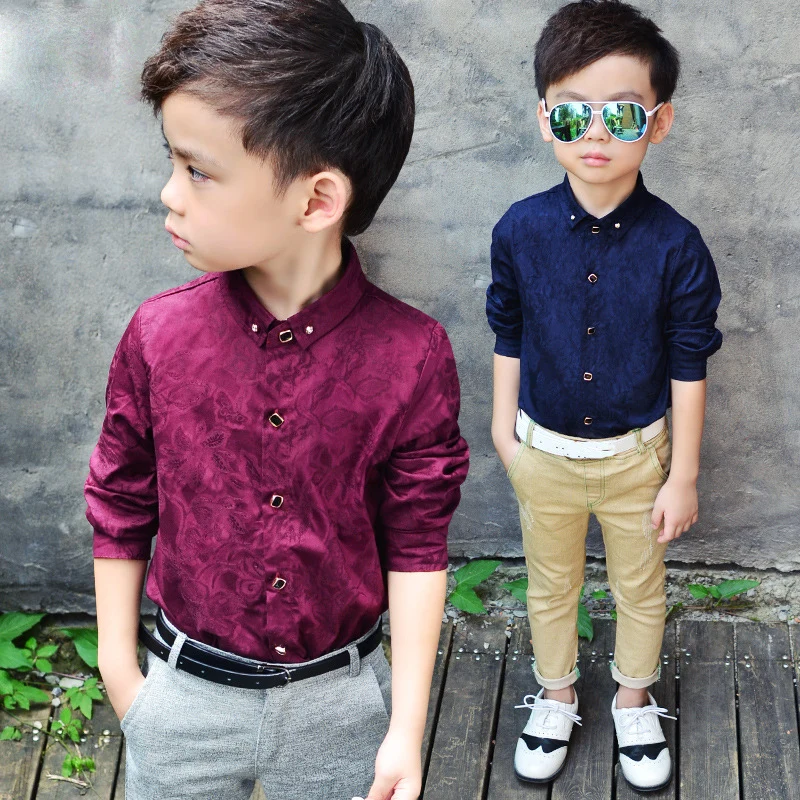 Boys Blouses Dress Shirts boys long sleeve Children Shirt Baby Kids Wedding Clothes Boys Formal Dress Shirts Boys Tops