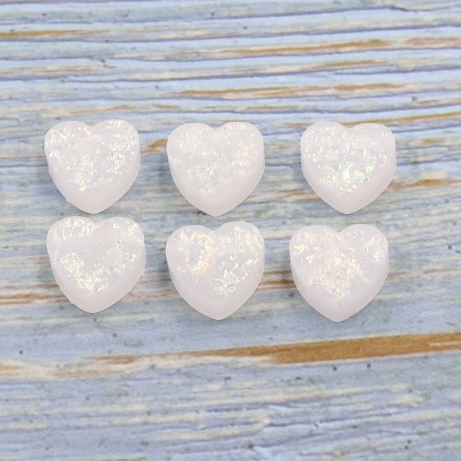 Fnixtar 20Pcs 1.5mm Hole 12mm Heart Opal Stone Trendy Charms Love Heart Shape Synthetic Opal Charms For DIY Necklace Bracelets