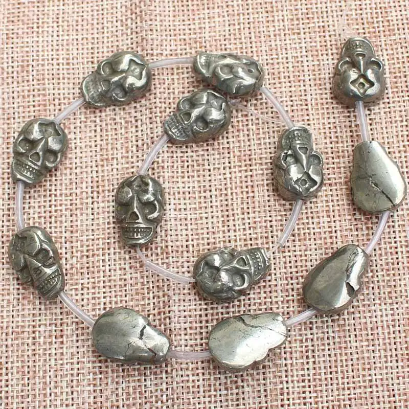 Natural Pyrite 13x18mm Skull face beads 15inch,For DIY Jewelry Making !We provide mixed wholesale for all items!