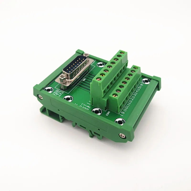 DIN rail  mountable D-SUB DB15  Male Header Breakout Board, Terminal Block, Connector.