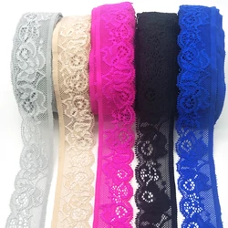 New High Quality 10Yards Elastic Force Lace Fabric Ribbon Lace Trim Ribbon Diy Craft Fabric 35MM Width African Fabrics Ribbon