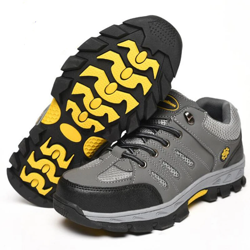 Men's Fashion Safety Work Shoes Steel Toe Breathable Work Boots Hiking Climbing Anti-piercing and anti-piercing Shoes