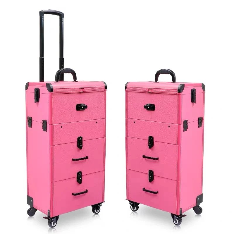 Women large capacity Trolley Cosmetic case Rolling Luggage bag,Nails Makeup Toolbox,Multi-layer Beauty Tattoo Trolley Suitcase