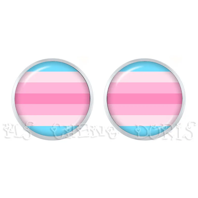 Bi Pride Stud Earrings LGBT Earrings Hypoallergenic Ear Nail Gay Pride Jewelry Rainbow Flag Glass Cabochon Earrings Jewelry image 2
