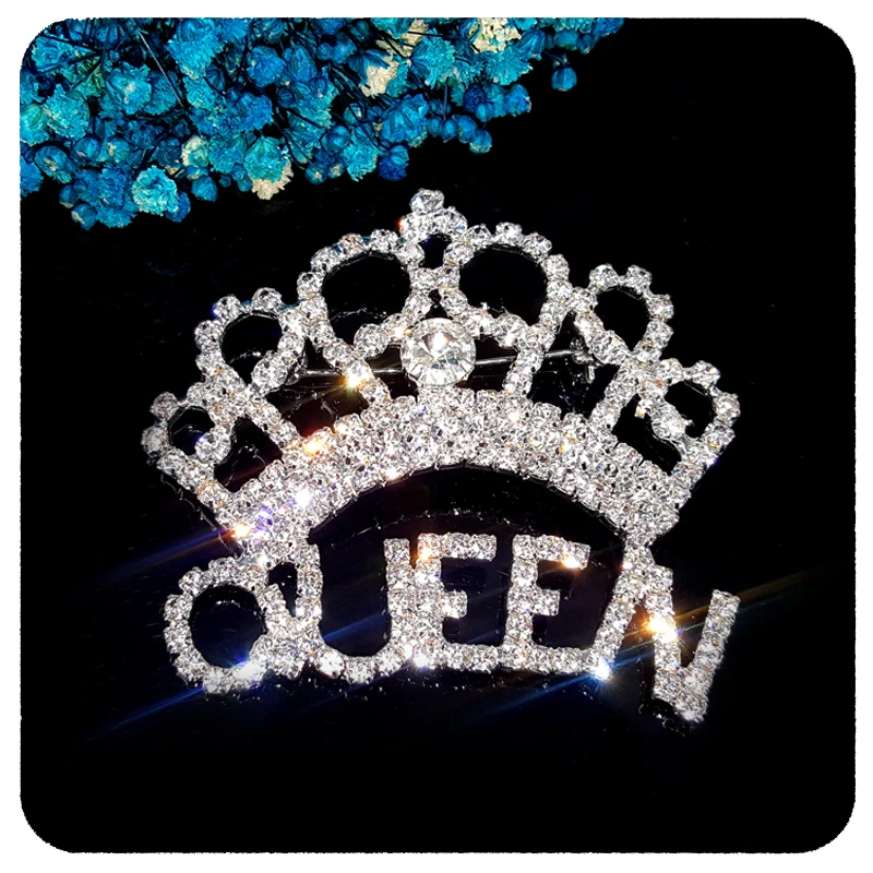 GRANDBLING New Arrival Blingbling Clear Crystal Queen Crown Brooch Jewelry