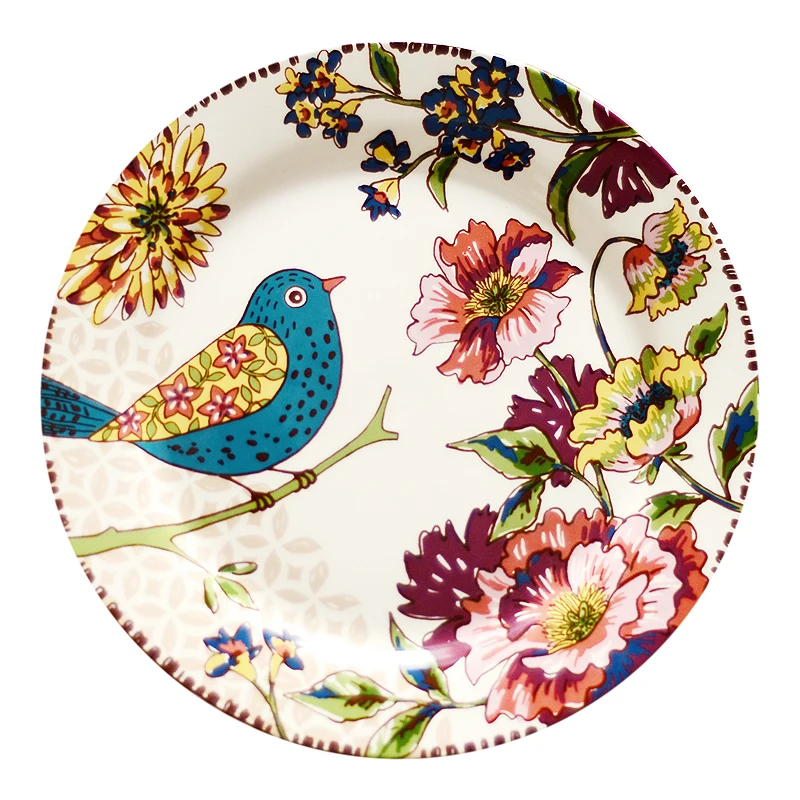 

New Arrival Personalized Ceramic Flower Bird Plate Dishes Home Under Glazed Dishes Salad Fruit Steak Plate Market Free Shipping