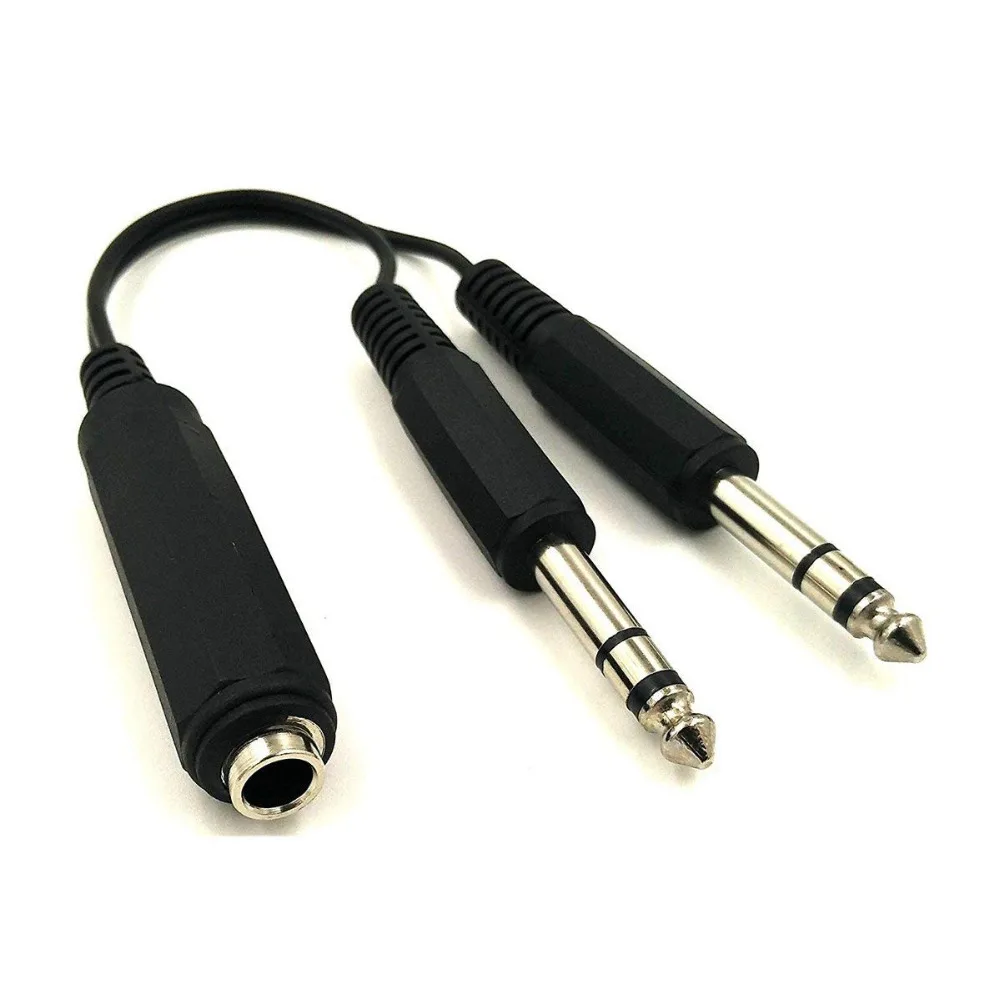Divisor de 6,35mm-6 pulgadas Dual 1/4 "TRS 6,35mm estéreo Jack macho a 1/4" 6,35mm Jack hembra Adaptador de Audio Cable divisor