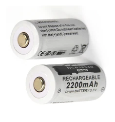 2pcs/lot 3.7v 2200mAh CR123A rechargeable lithium battery 16340 battery