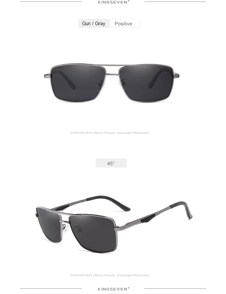 KINGSEVEN 2024 Marke Klassische Quadratische Polarisierte Sonnenbrille männer Fahren Männliche Sonnenbrille Brillen UV Blockieren Oculos N7906 – Detail 8