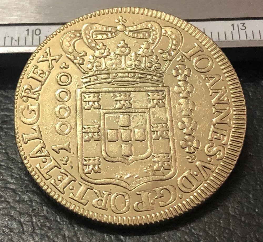 1724 البرازيل 10000 ريس-جواو V 22 K الذهب نسخة عملة