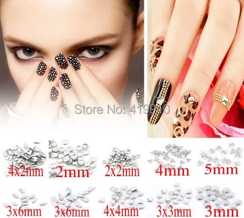 10000pcs 2MM-6MM Mixed Aluminium Tone Metal Nail Art Home Decoration Metallic Fashion Nail Studs Drop 10 Styles M01373