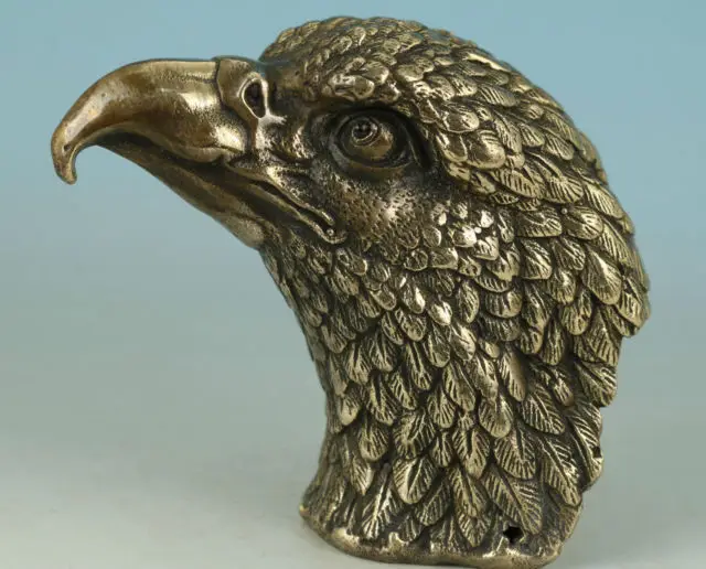 

Chinese Old Lifelike Asian Chinese Old Bronze Hand Carved Eagle Heads Statue Collection Deco decoration bronze factory outlets