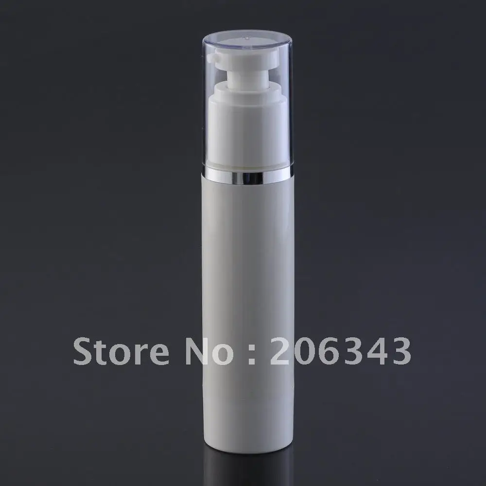 

50ml white airless vacuum pump lotion bottle silver line for lotion emulsion serum liquid foundation essence complex recovery